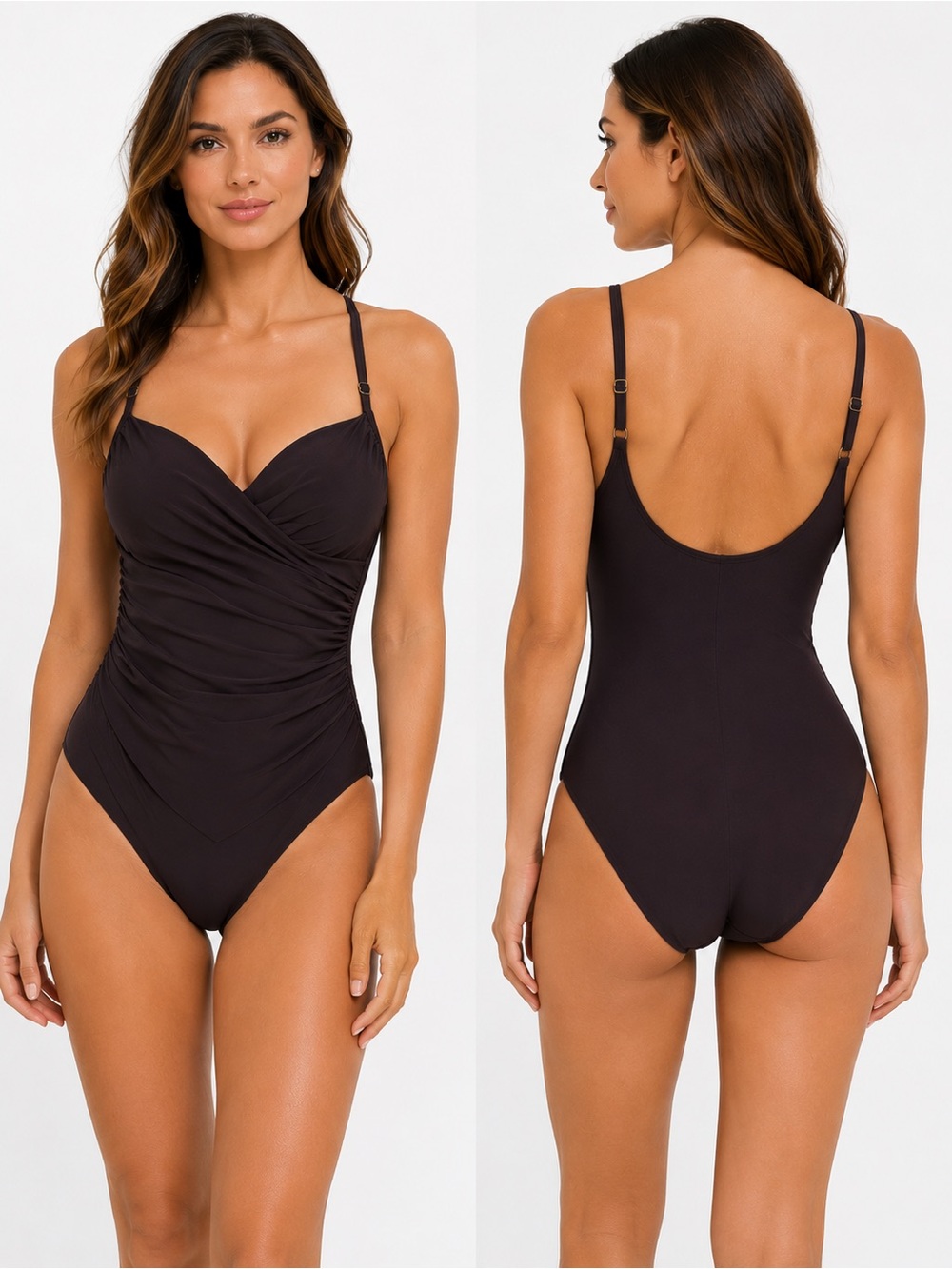 Miraclesuit Chocolate Brown Underwire Ruched One Piece Swimsuit